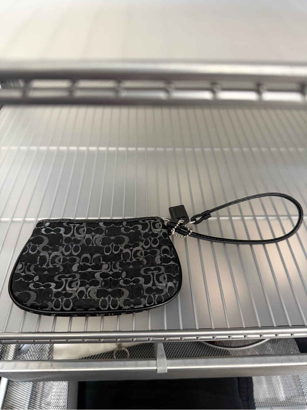 Coach Black Signature Jacquard Wristlet
